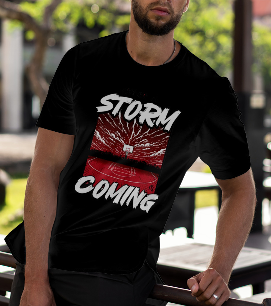 Athletelogos There Is A Storm Coming Basketball Court Thunderous Sky T-Shirt