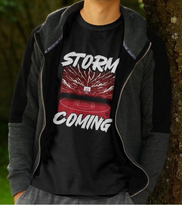 Athletelogos There Is A Storm Coming Basketball Court Thunderous Sky T-Shirt