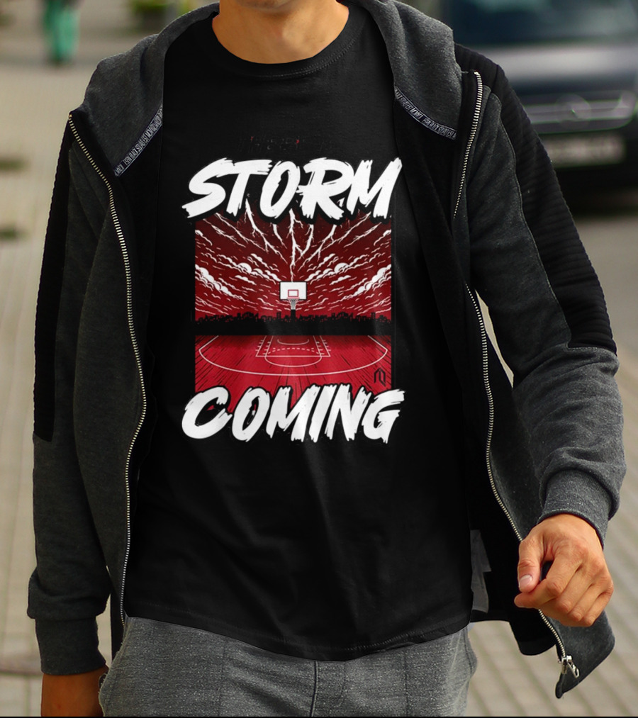 Athletelogos There Is A Storm Coming Basketball Court Thunderous Sky T-Shirt