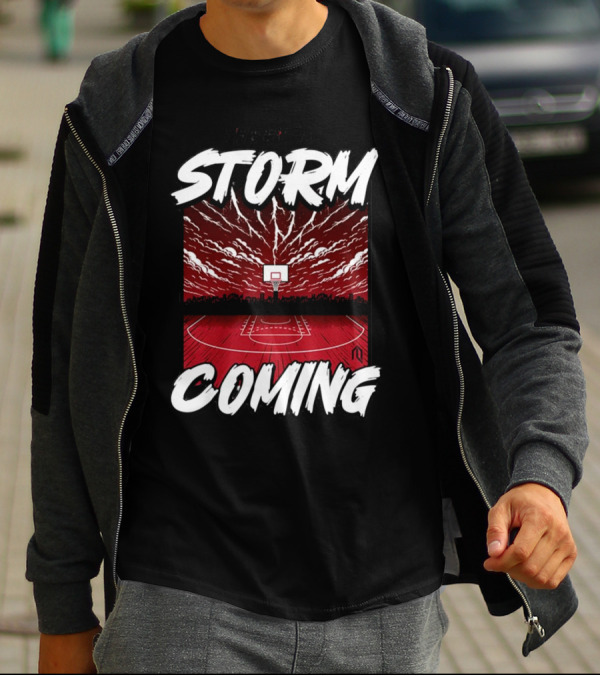 Athletelogos There Is A Storm Coming Basketball Court Thunderous Sky T-Shirt