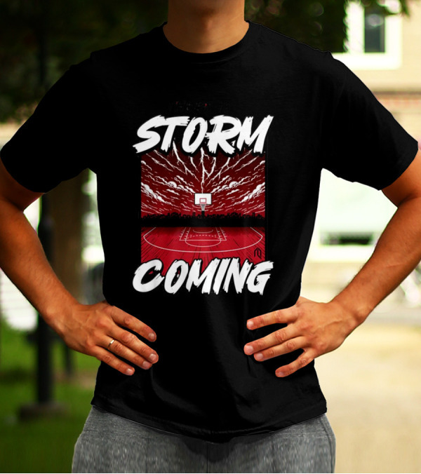 Athletelogos There Is A Storm Coming Basketball Court Thunderous Sky T-Shirt