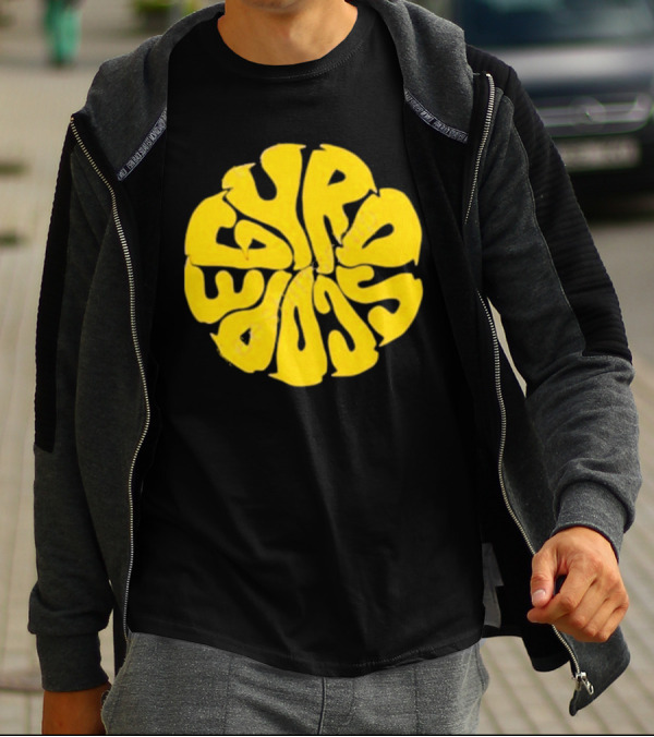 Gyroscope Liquid Logo Yellow Circular Text T-Shirt