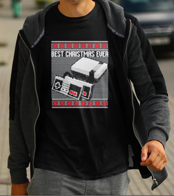 Best Christmas Ever Ugly Sweater NES Controller Retro Console T-Shirt