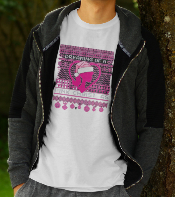 Dreaming Of A Pink Christmas Ugly Silhouette Santa Hat Ornaments T-Shirt