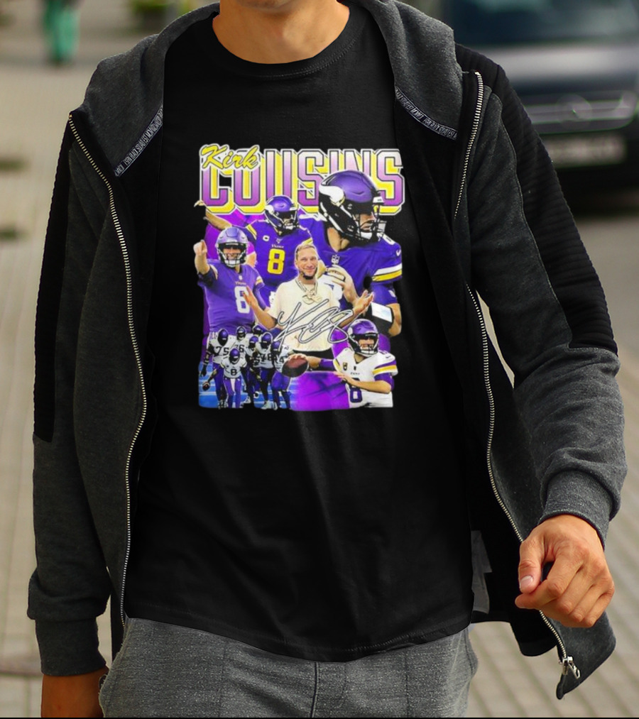Kirk Cousins Minnesota Vikings Quarterback Number 8 Football Collage T-Shirt