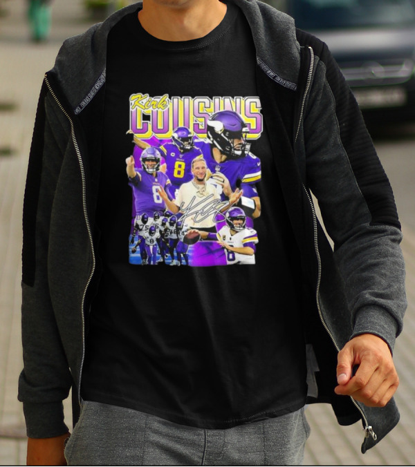 Kirk Cousins Minnesota Vikings Quarterback Number 8 Football Collage T-Shirt