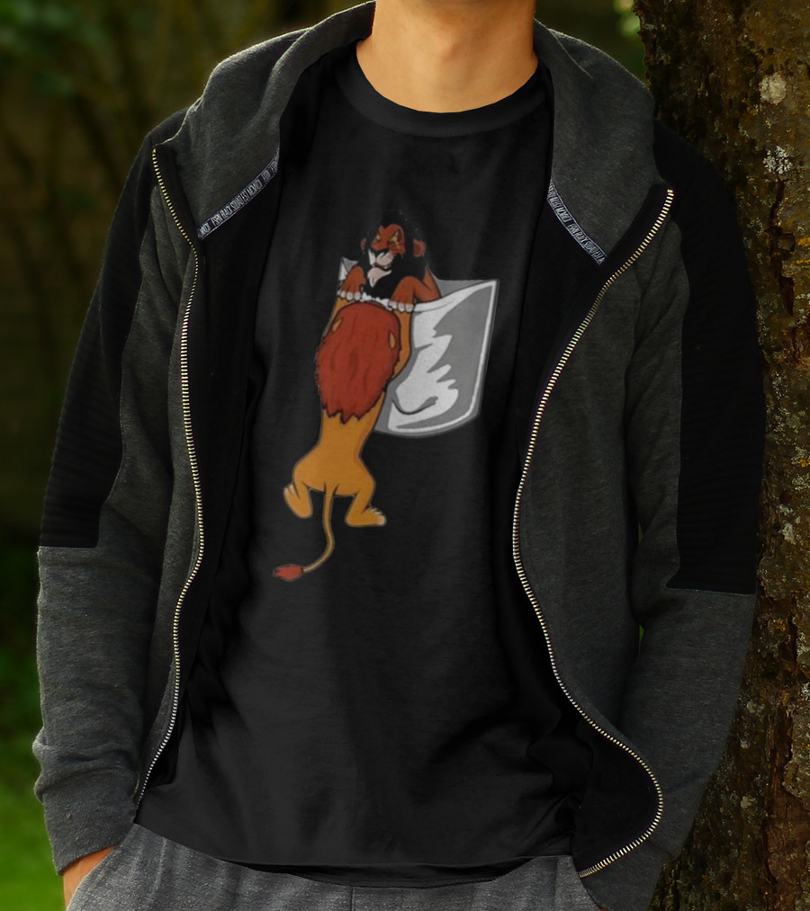 Lion Scar And Mufasa Hanging Pocket T-Shirt