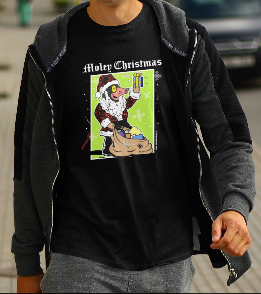 Moley Christmas Santa Mouse Holiday Present T-Shirt