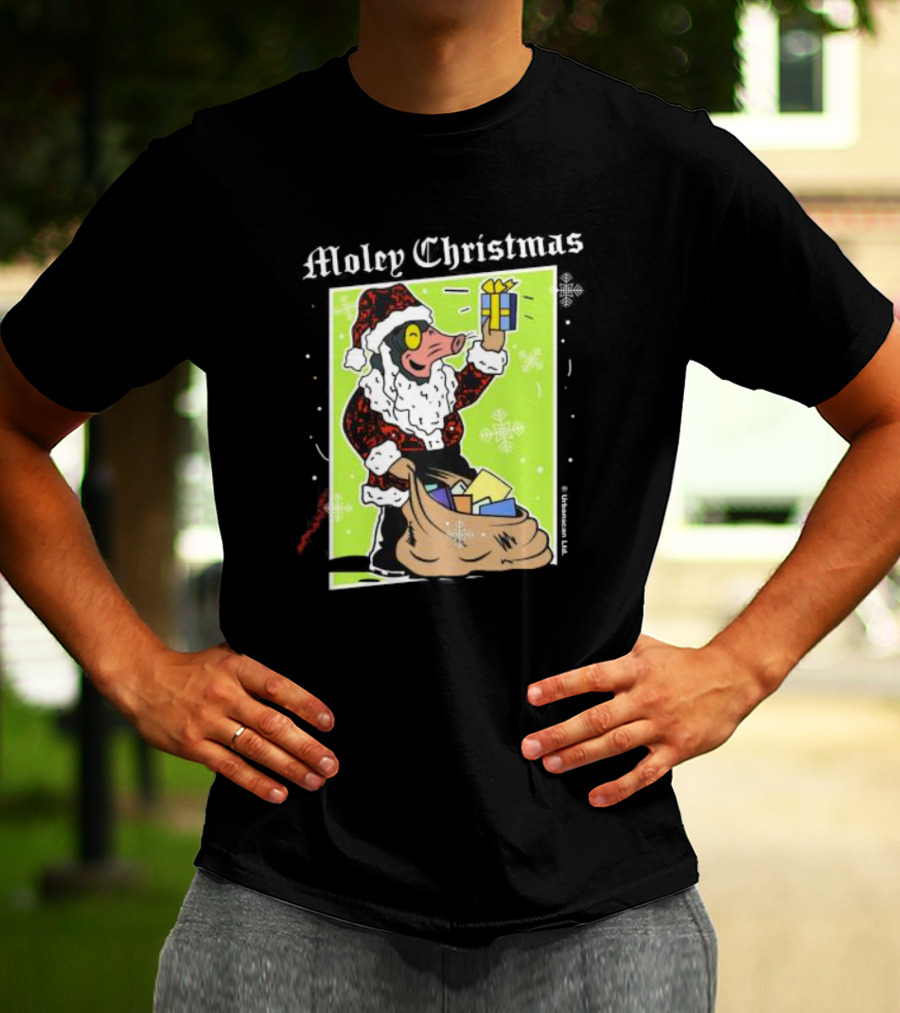 Moley Christmas Santa Mouse Holiday Present T-Shirt