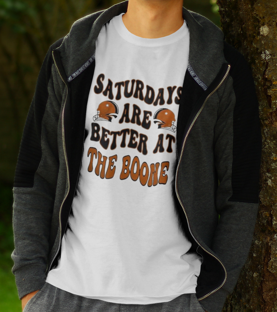 Oklahoma State Cowboys Saturdays Are Better At The Boone With Football Helmets T-Shirt