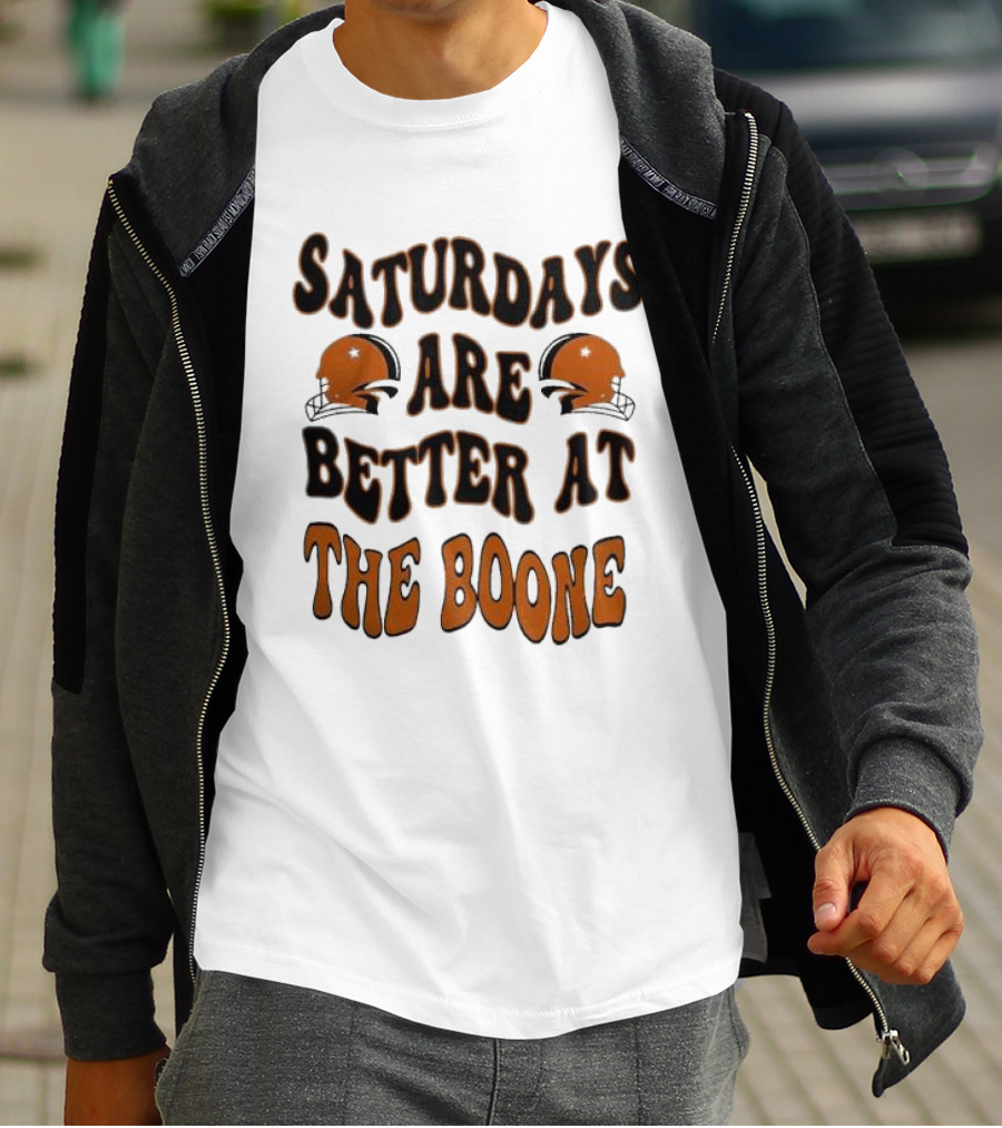 Oklahoma State Cowboys Saturdays Are Better At The Boone With Football Helmets T-Shirt