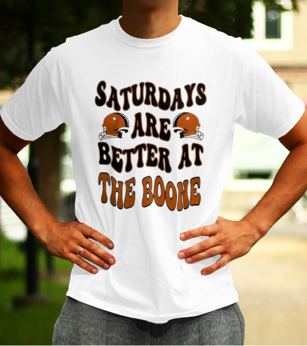 Oklahoma State Cowboys Saturdays Are Better At The Boone With Football Helmets T-Shirt