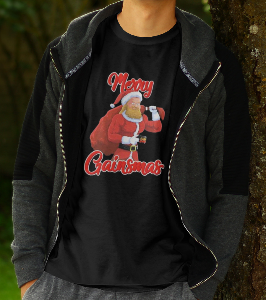 Papa Swolio Merry Gainsmas Santa Claus Fitness Holiday T-Shirt