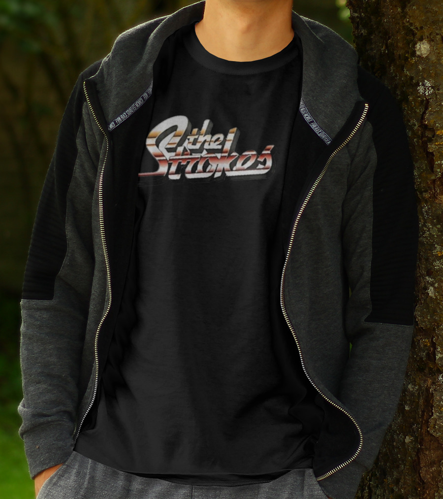 The Strokes Retro Style Logo Vintage Band Name Text T-Shirt