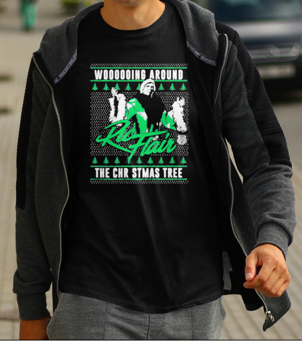 Woooooing Around The Christmas Tree Ric Flair Ugly Faux Knit T-Shirt