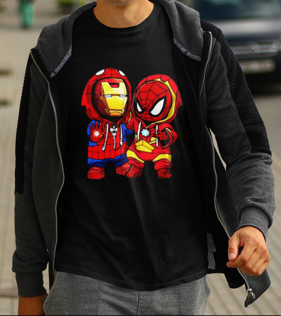 Baby Iron Man And Baby Spiderman Heroes Duo T-Shirt
