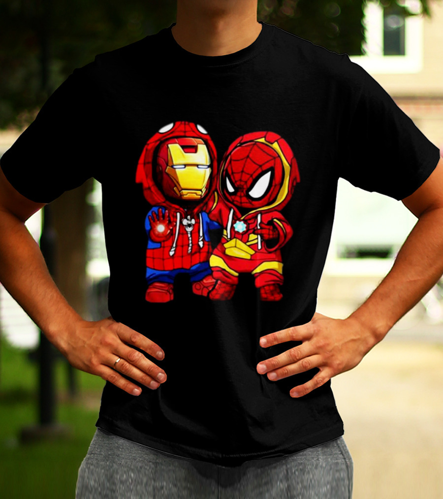 Baby Iron Man And Baby Spiderman Heroes Duo T-Shirt
