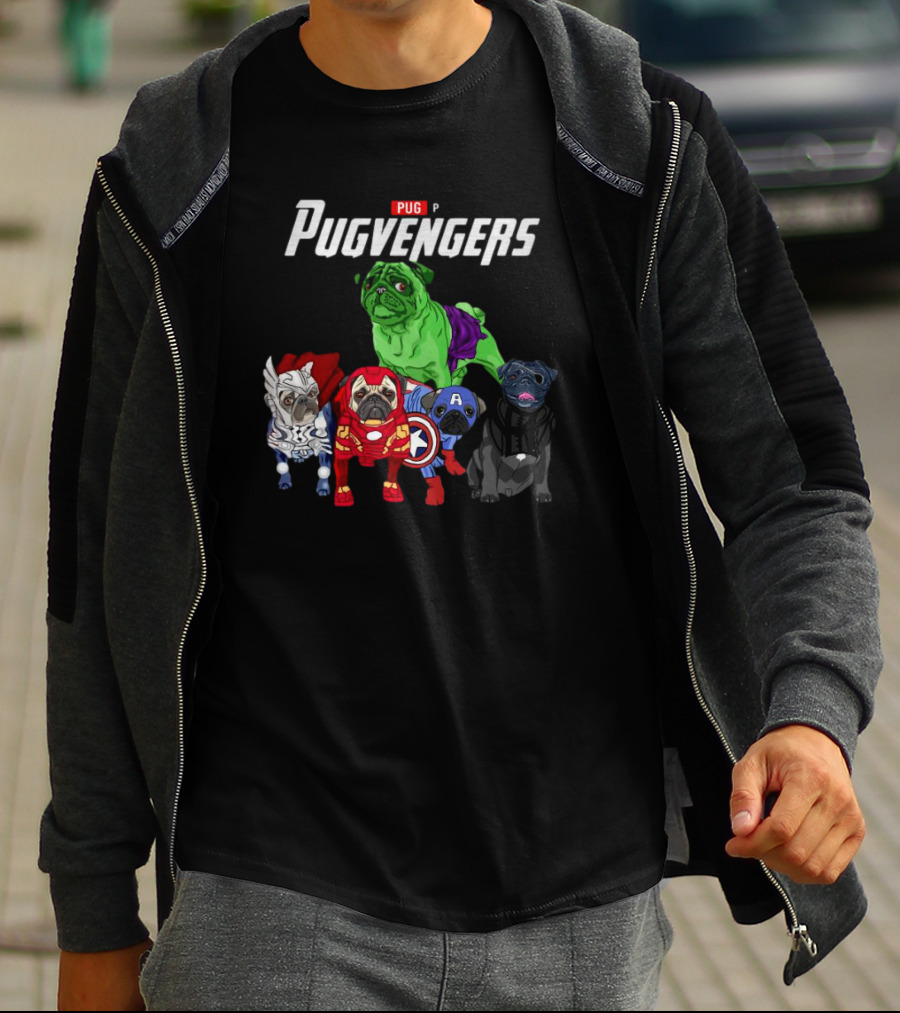 Marvel Avengers Pug Pugvengers Hulk Captain America Iron Man Thor Black Panther T-Shirt
