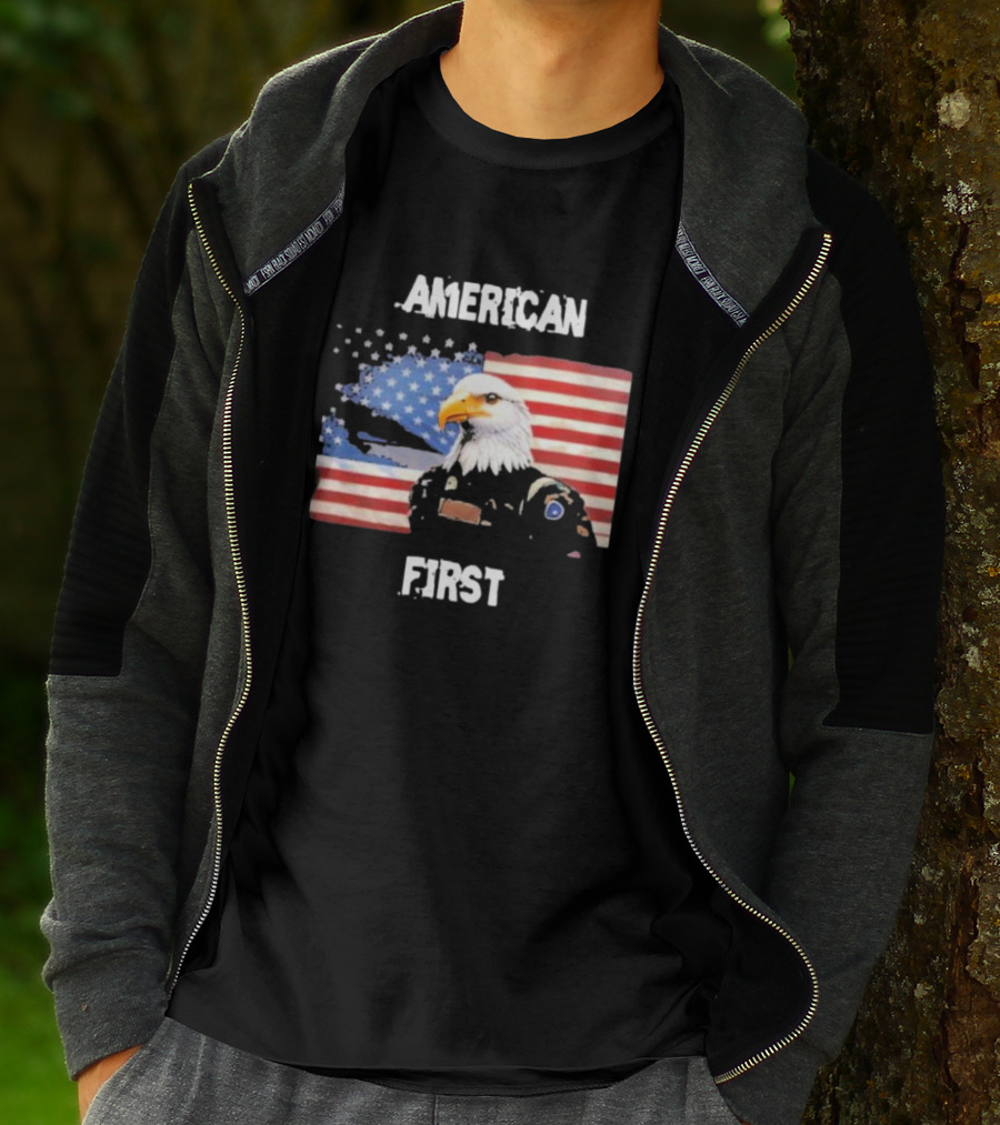 American Eagle Soldier American First US Flag Patriotic T-Shirt