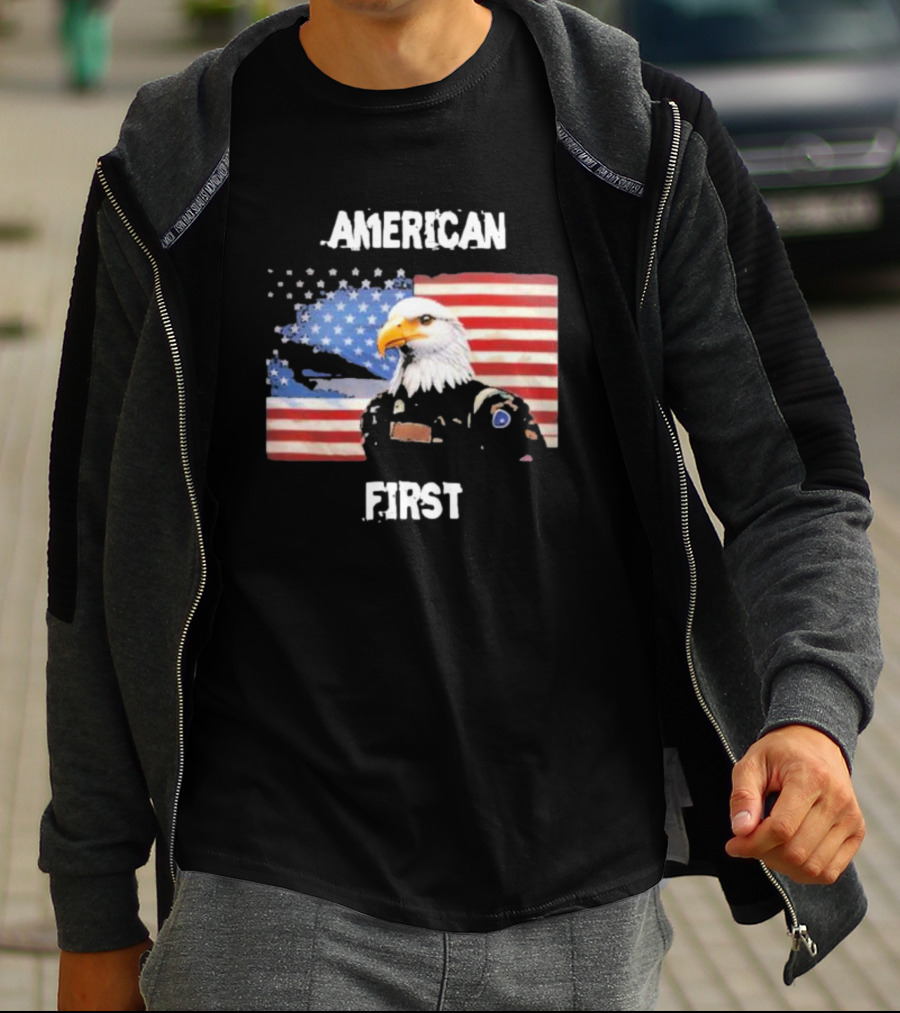 American Eagle Soldier American First US Flag Patriotic T-Shirt