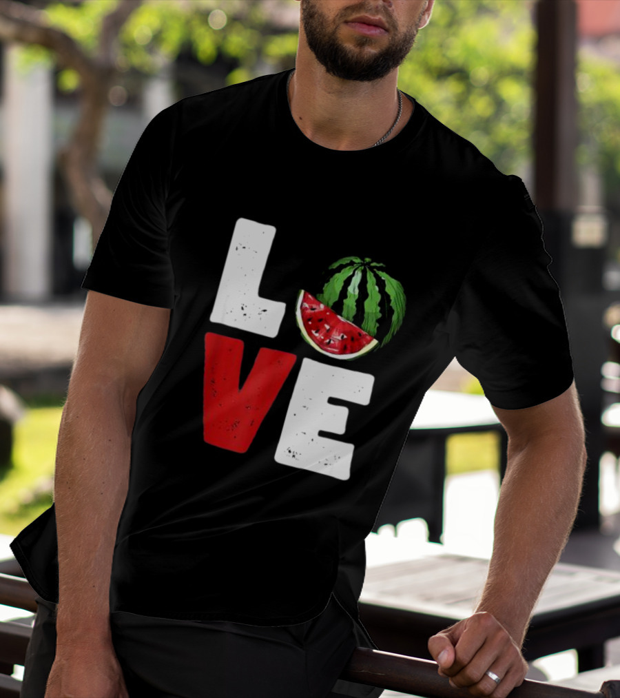 LOVE Watermelon Slice Typography T-Shirt