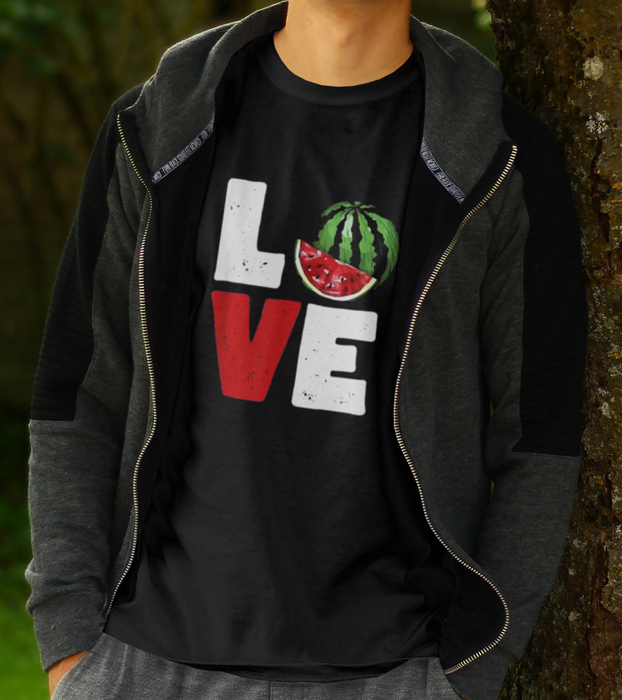 LOVE Watermelon Slice Typography T-Shirt
