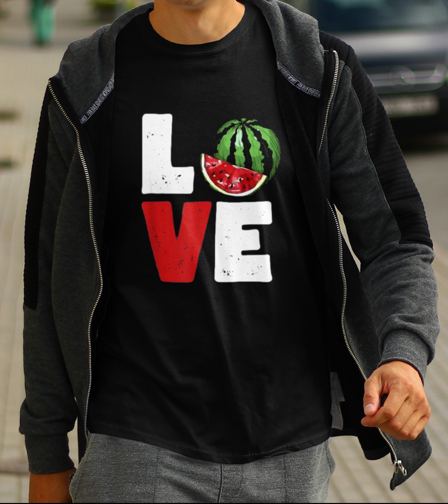 LOVE Watermelon Slice Typography T-Shirt