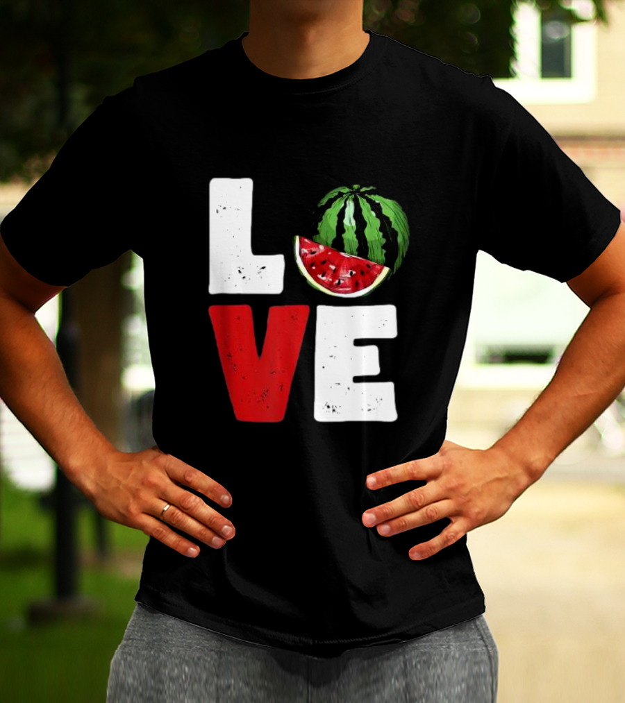LOVE Watermelon Slice Typography T-Shirt