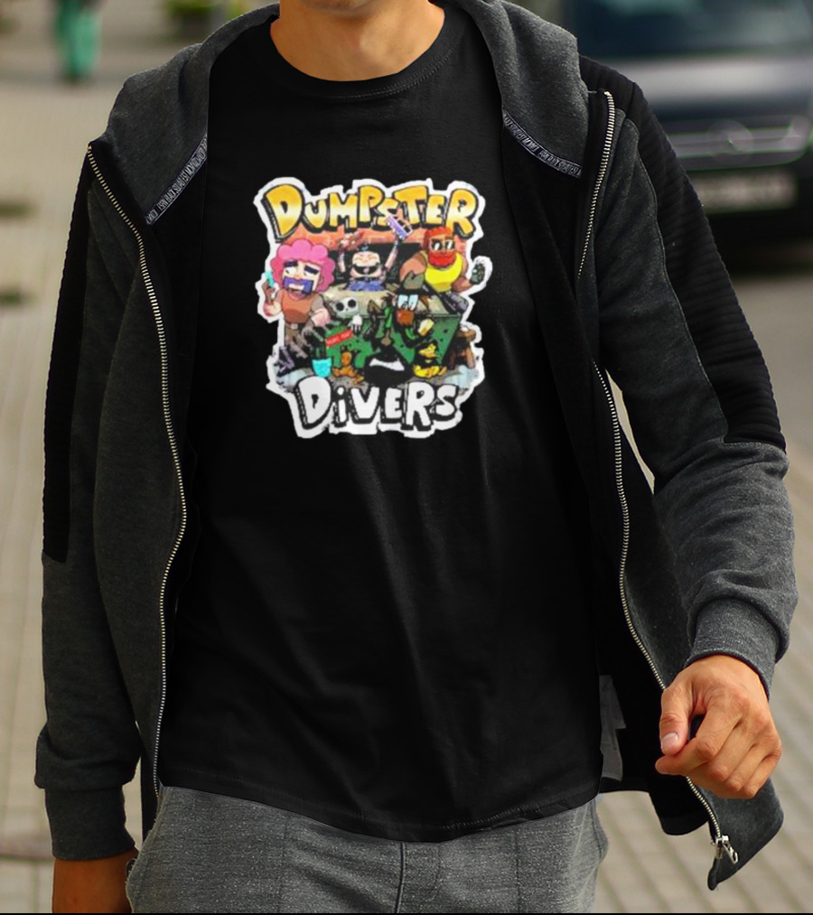 Neebs Gaming Merch Dumpster Divers Animated Character Adventure T-Shirt