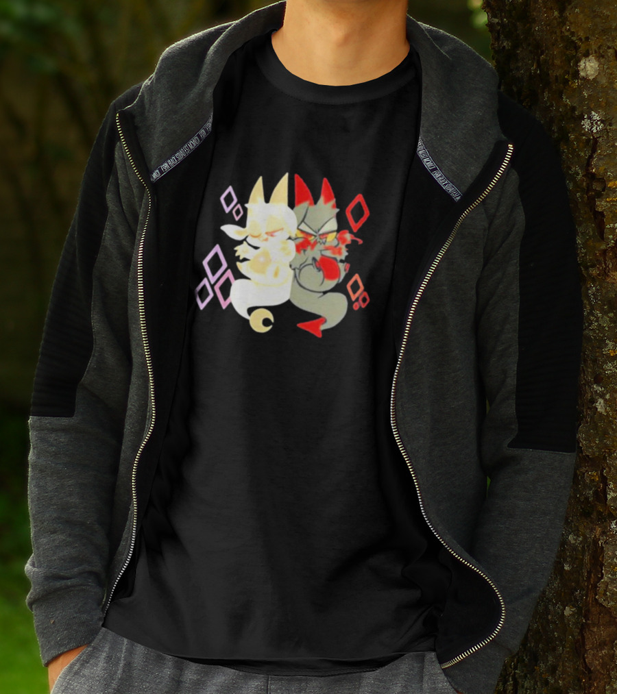 Buzzfeed Chikn Nuggit Devil And Angel Characters With Colorful Diamond T-Shirt