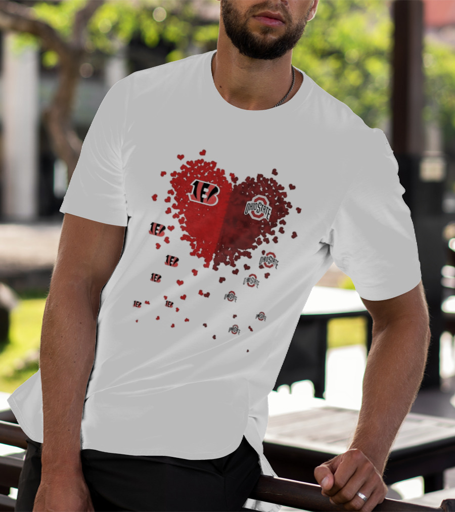 Cincinnati Bengals Ohio State Buckeye Heart Shape T-Shirt