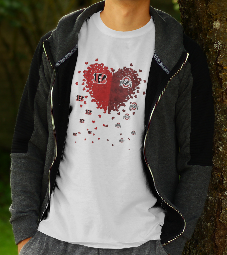 Cincinnati Bengals Ohio State Buckeye Heart Shape T-Shirt