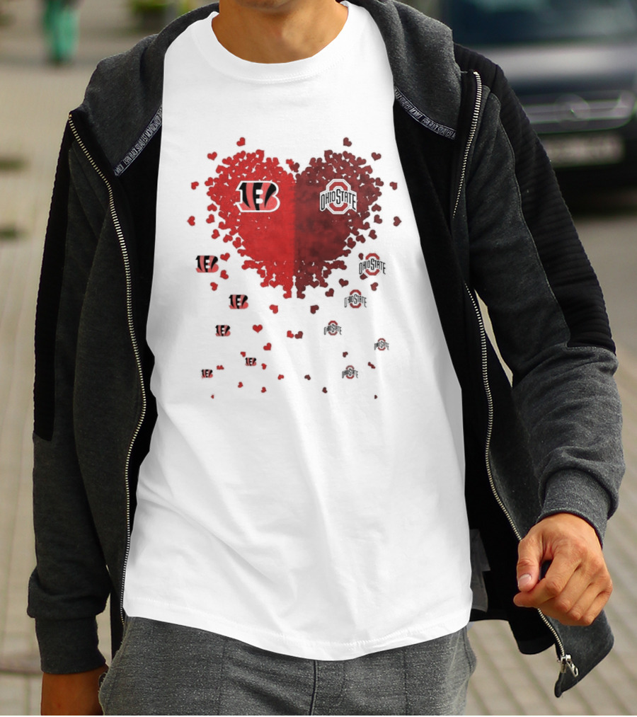 Cincinnati Bengals Ohio State Buckeye Heart Shape T-Shirt