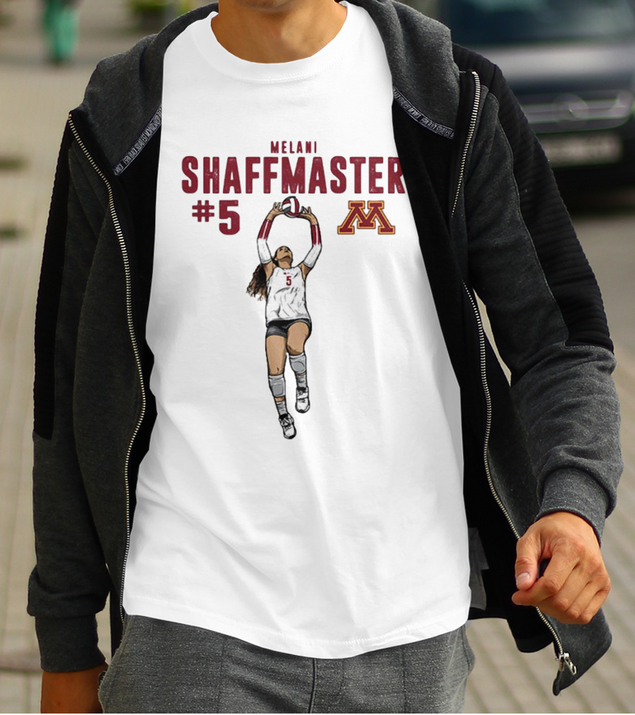 Melani Shaffmaster #5 Minnesota Volleyball Logo NCAA Caricature T-Shirt