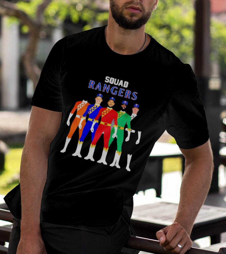 Squad Rangers Power Rangers Texas Rangers Baseball Crossover T-Shirt