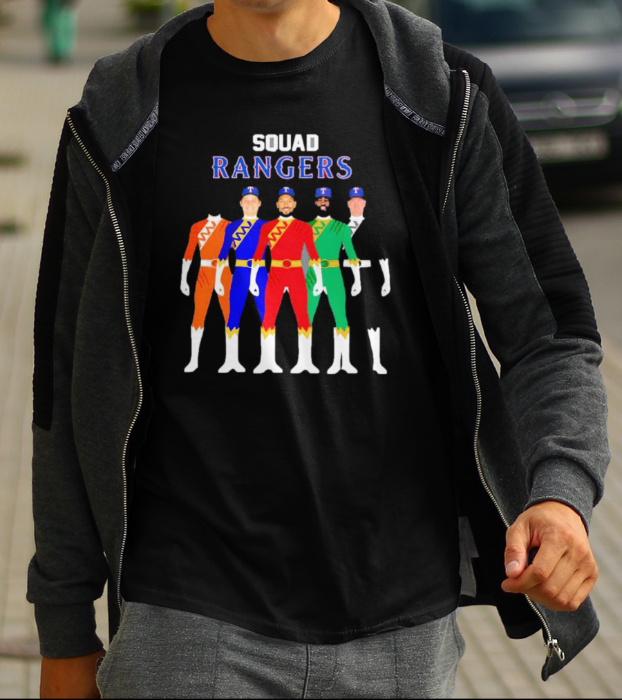Squad Rangers Power Rangers Texas Rangers Baseball Crossover T-Shirt