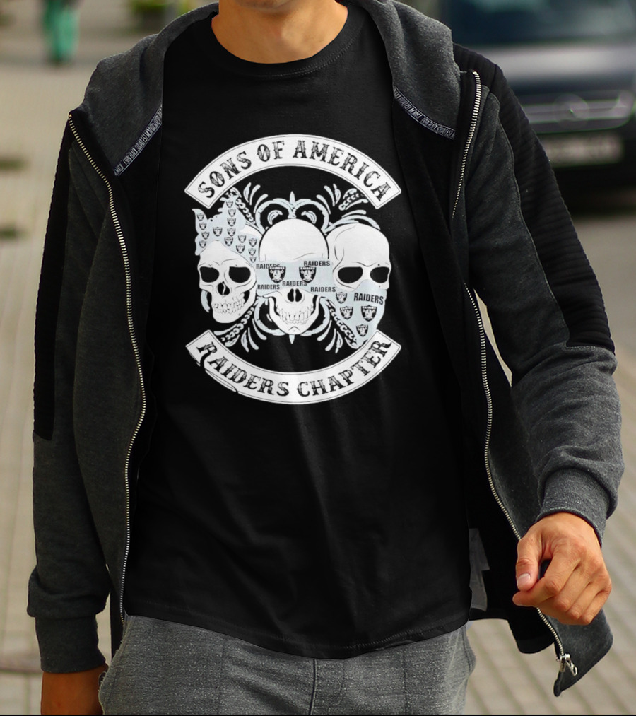 Sons Of America Raiders Chapter Skulls With Raiders T-Shirt