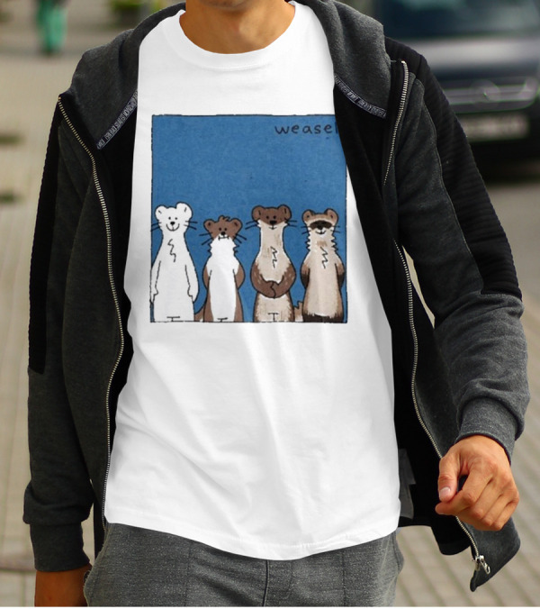 Weasel Quartet Cartoon Art Featuring Four Cute Mustelids T-Shirt