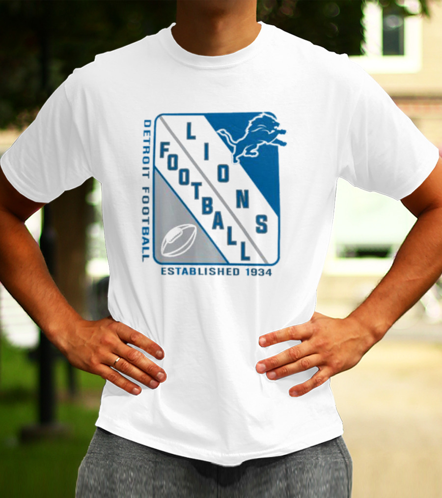 Detroit Lions Football Shield Established 1934 Iconic T-Shirt