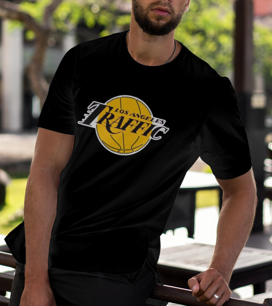 Los Angeles Traffic Basketball Yellow Circle T-Shirt