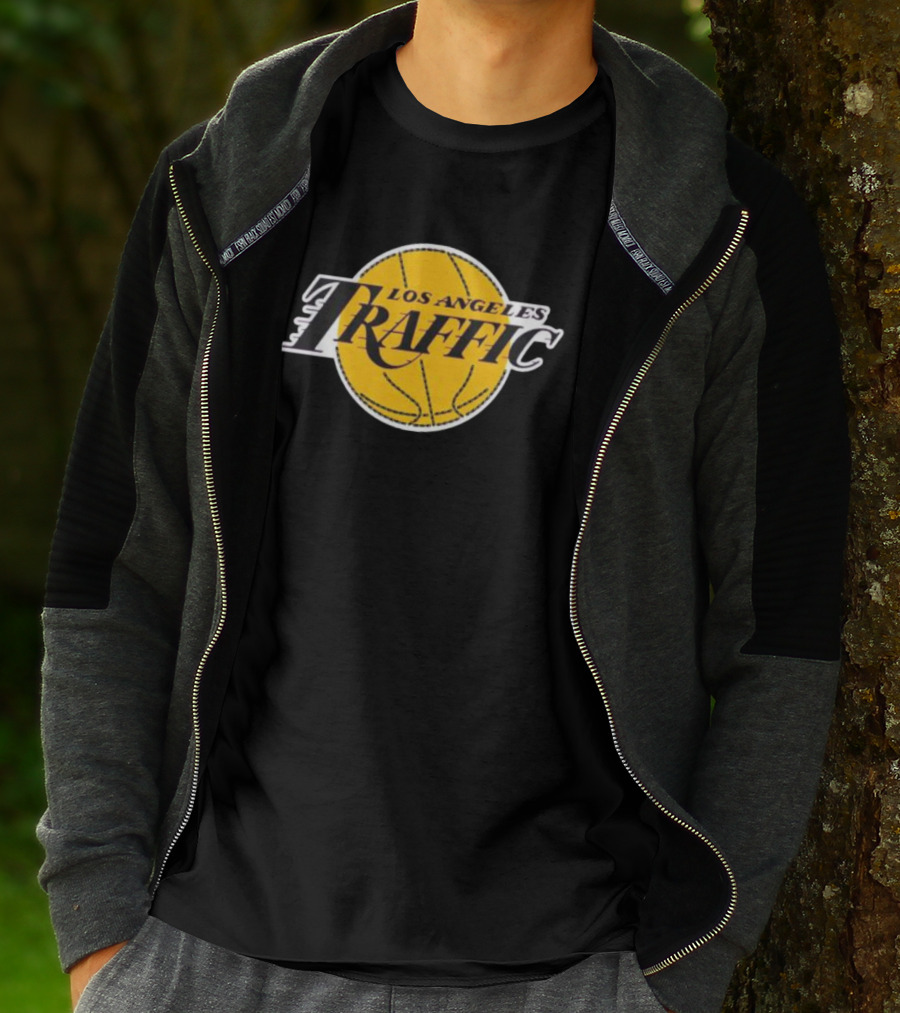 Los Angeles Traffic Basketball Yellow Circle T-Shirt