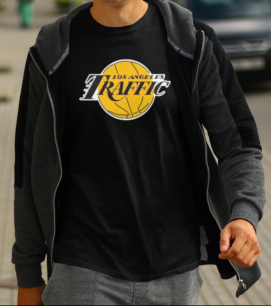Los Angeles Traffic Basketball Yellow Circle T-Shirt