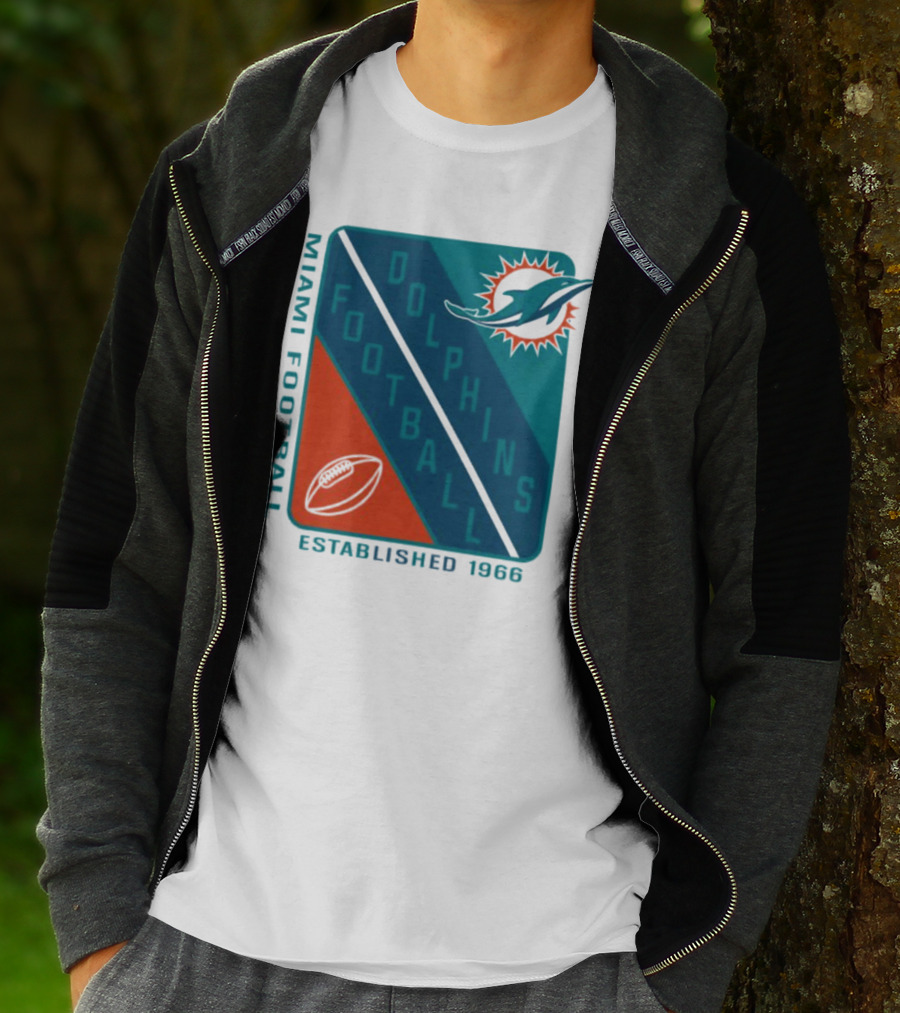 Miami Dolphins Football Established 1966 Logo Shield T-Shirt