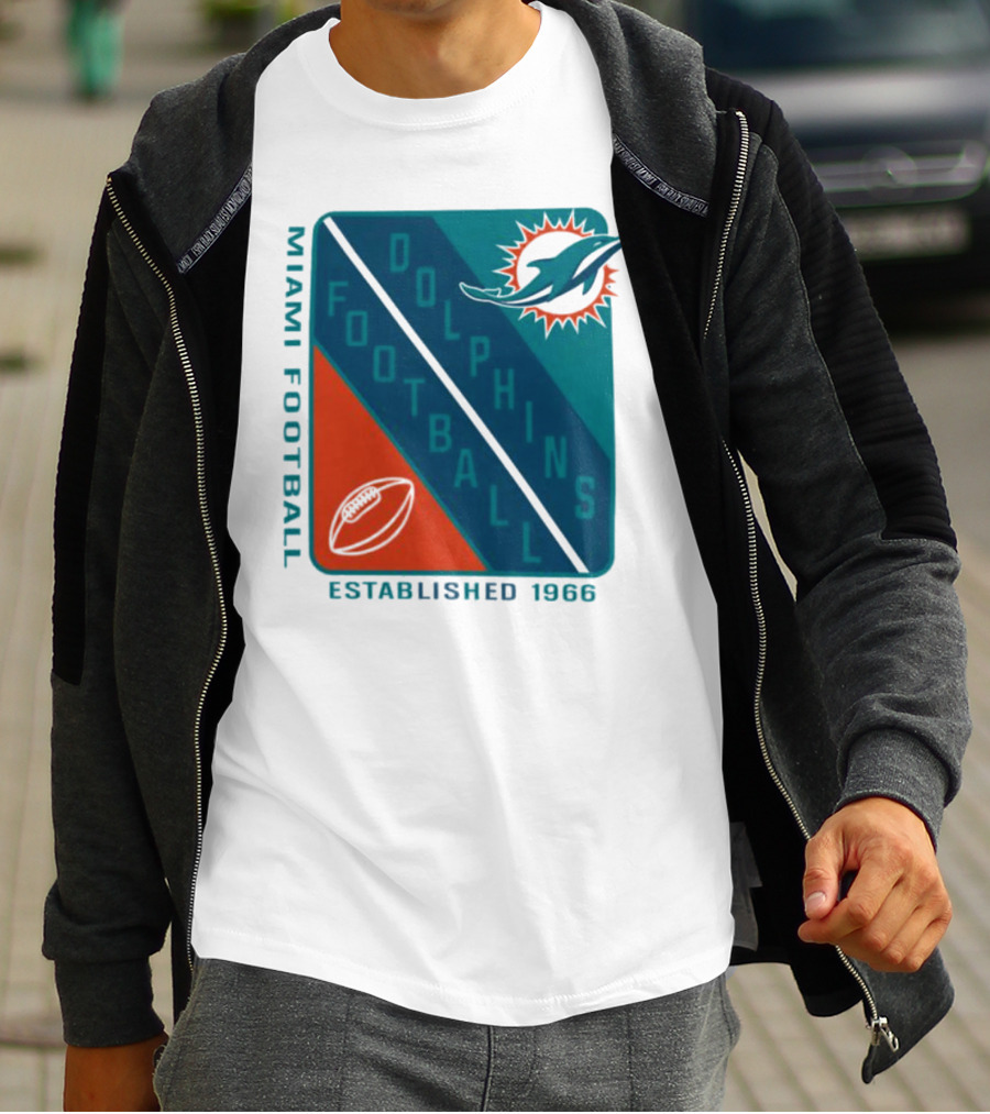 Miami Dolphins Football Established 1966 Logo Shield T-Shirt