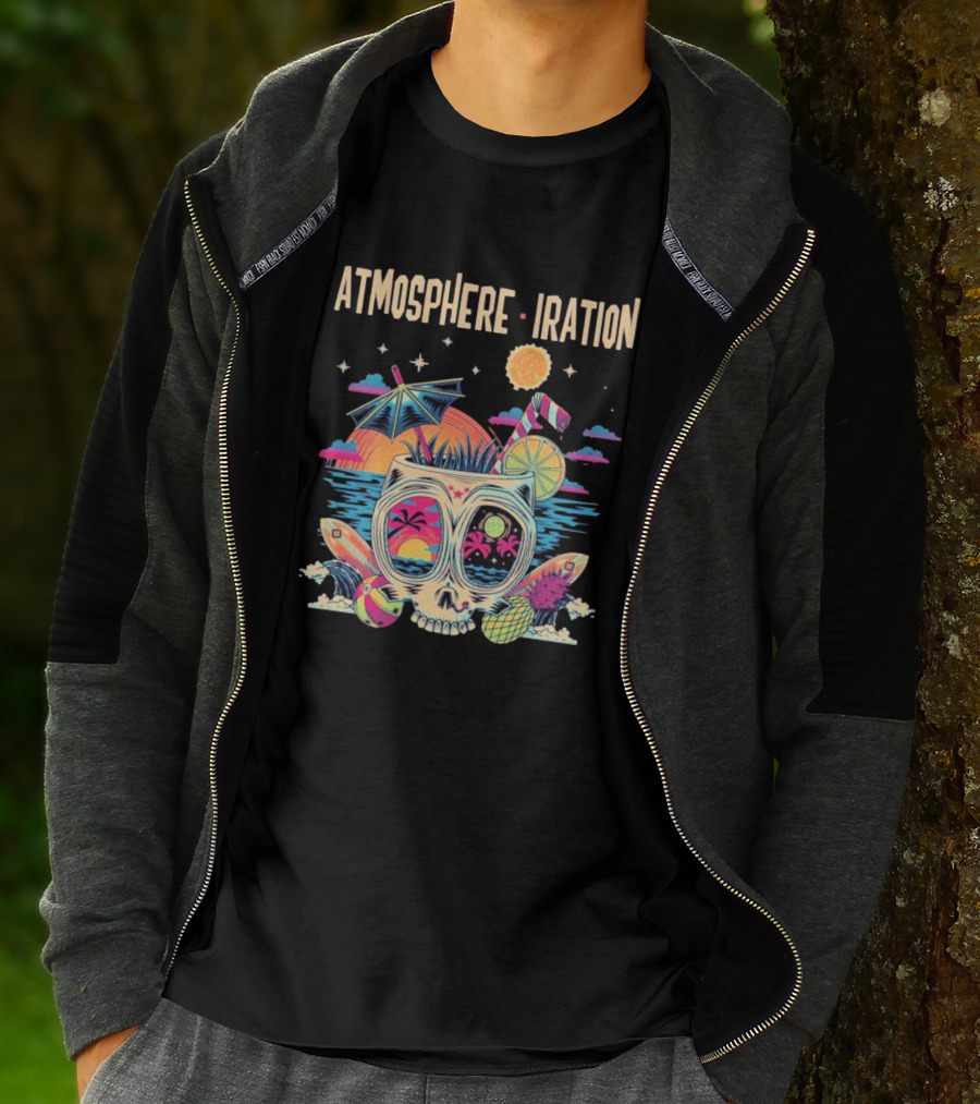 Atmosphere Iration Tropical Skull Beach Paradise T-Shirt