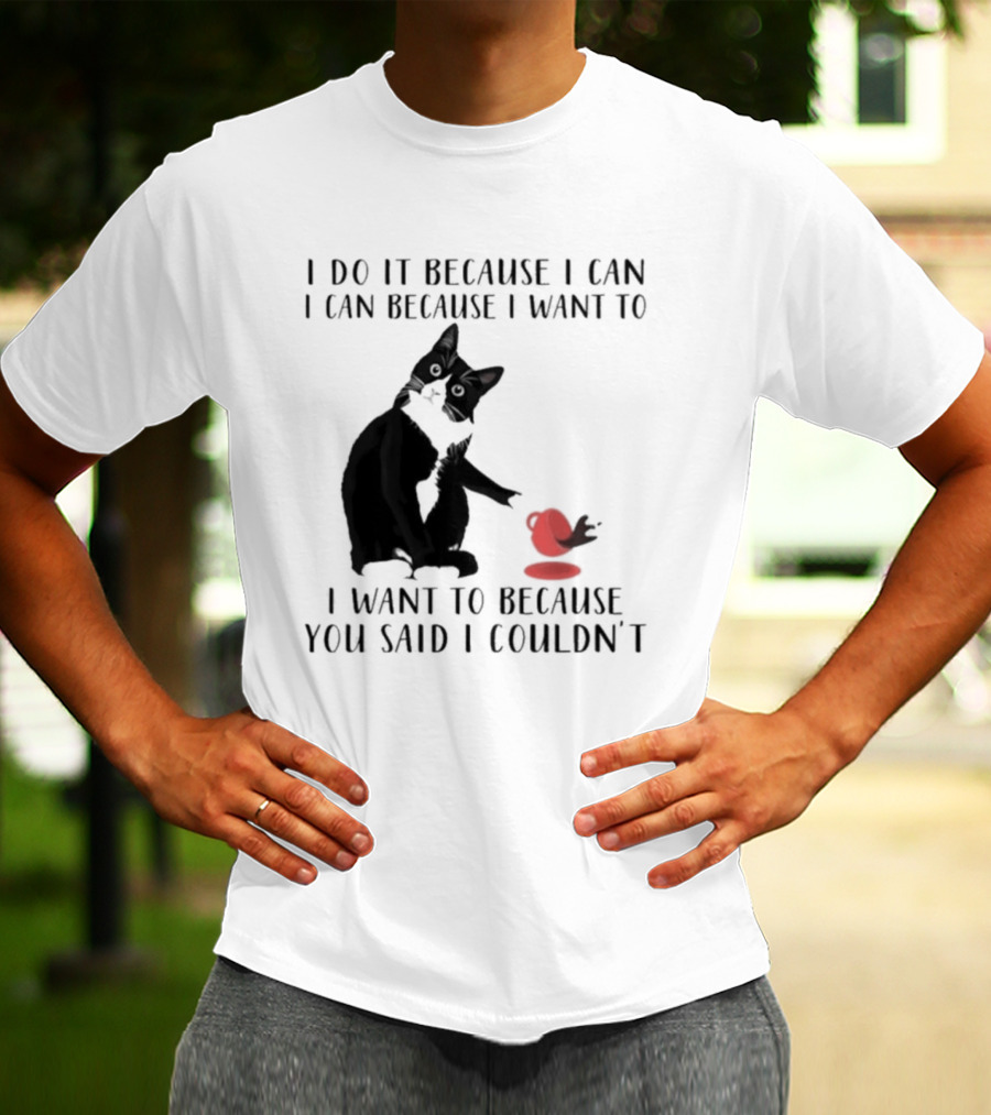 I Do It Because I Can I Can Because I Want To I Want To Because You Said I Couldn't Cat And Yarn T-Shirt