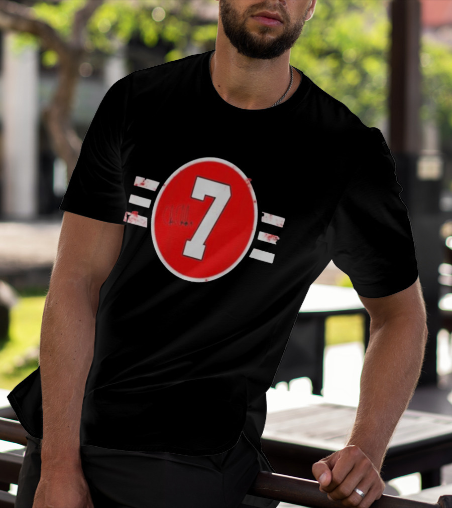 Chicago Blackhawks 7 Chris Chelios Hockey Number Red Black White T-Shirt