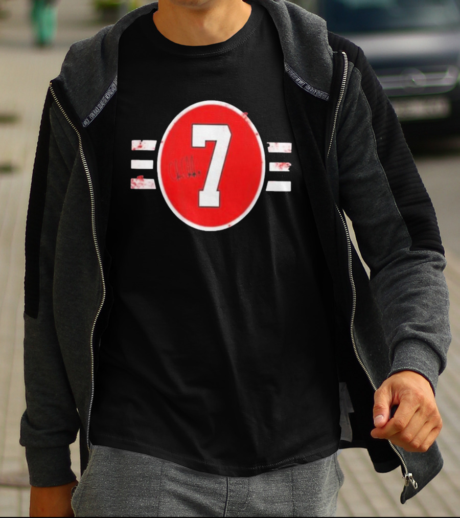 Chicago Blackhawks 7 Chris Chelios Hockey Number Red Black White T-Shirt