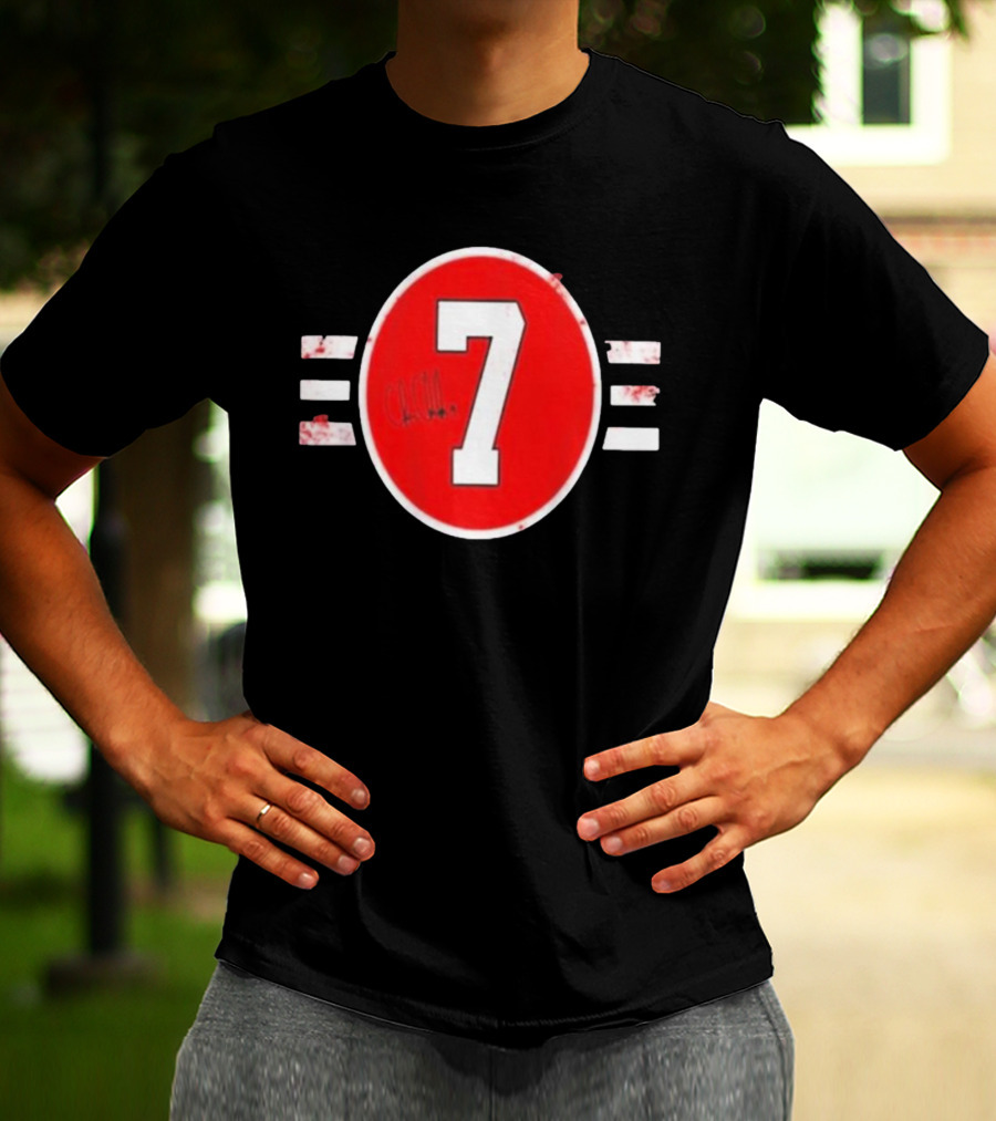 Chicago Blackhawks 7 Chris Chelios Hockey Number Red Black White T-Shirt