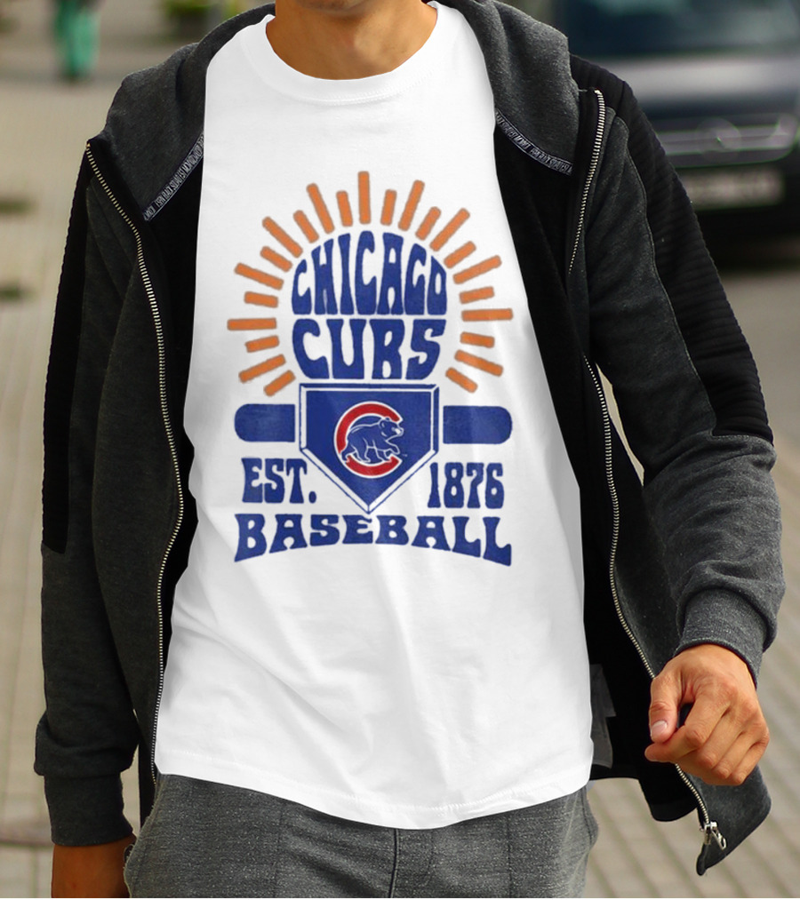 Chicago Cubs Youth Est. 1876 Baseball Sun Burst T-Shirt